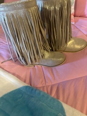 Joyfolie Girls Sparkle Fringe Boots